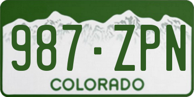 CO license plate 987ZPN