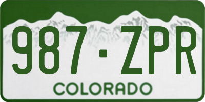 CO license plate 987ZPR
