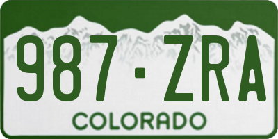 CO license plate 987ZRA