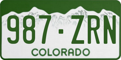 CO license plate 987ZRN