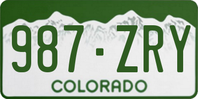 CO license plate 987ZRY