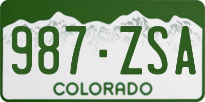 CO license plate 987ZSA