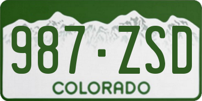 CO license plate 987ZSD