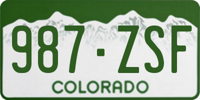 CO license plate 987ZSF