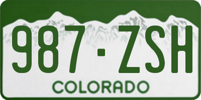 CO license plate 987ZSH