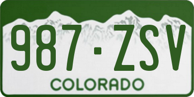 CO license plate 987ZSV