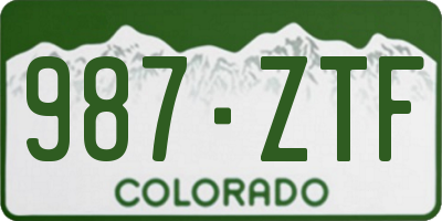 CO license plate 987ZTF