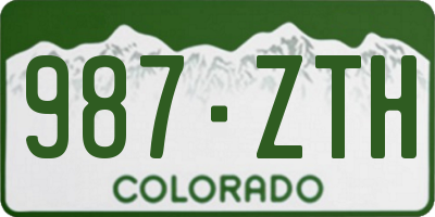 CO license plate 987ZTH