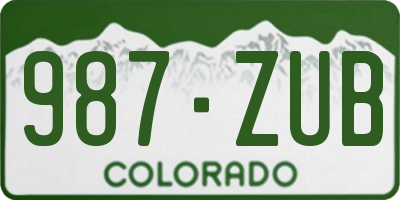 CO license plate 987ZUB