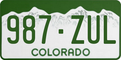 CO license plate 987ZUL