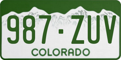 CO license plate 987ZUV