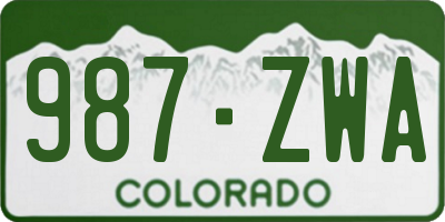CO license plate 987ZWA