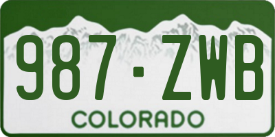 CO license plate 987ZWB