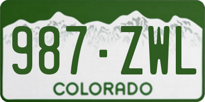 CO license plate 987ZWL
