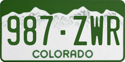 CO license plate 987ZWR