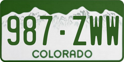CO license plate 987ZWW