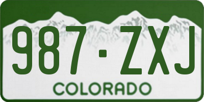 CO license plate 987ZXJ