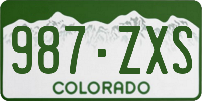 CO license plate 987ZXS