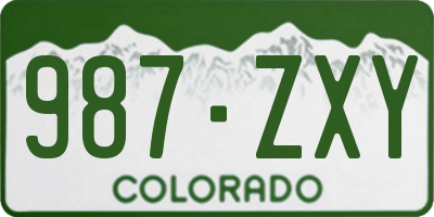 CO license plate 987ZXY