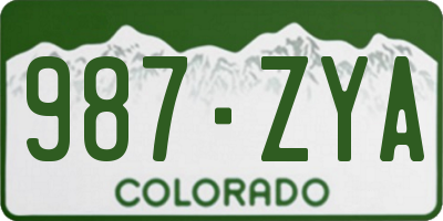 CO license plate 987ZYA