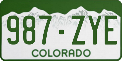CO license plate 987ZYE
