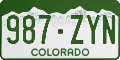 CO license plate 987ZYN