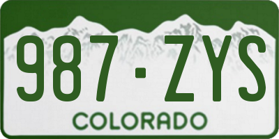 CO license plate 987ZYS