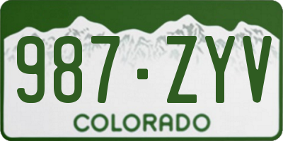 CO license plate 987ZYV