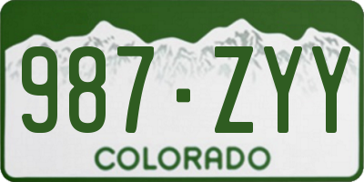 CO license plate 987ZYY