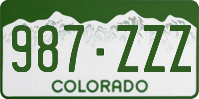 CO license plate 987ZZZ