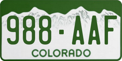 CO license plate 988AAF