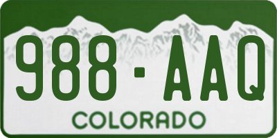 CO license plate 988AAQ