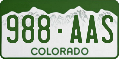 CO license plate 988AAS
