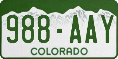CO license plate 988AAY