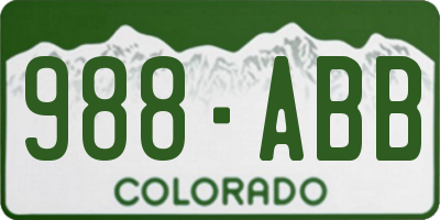 CO license plate 988ABB