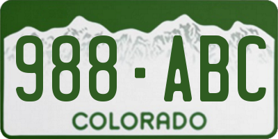 CO license plate 988ABC