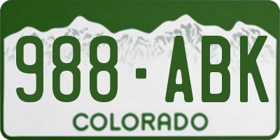 CO license plate 988ABK