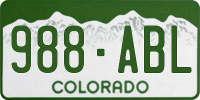CO license plate 988ABL