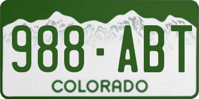 CO license plate 988ABT