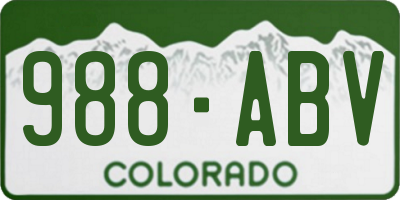 CO license plate 988ABV