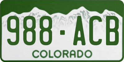 CO license plate 988ACB