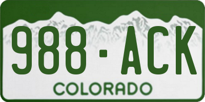 CO license plate 988ACK