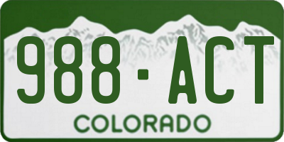 CO license plate 988ACT