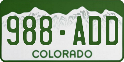 CO license plate 988ADD
