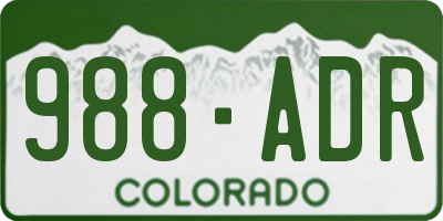 CO license plate 988ADR