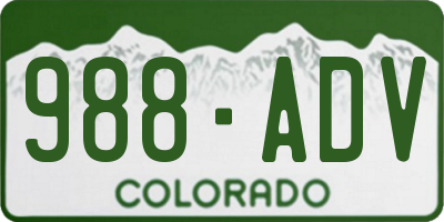 CO license plate 988ADV