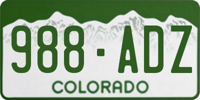 CO license plate 988ADZ