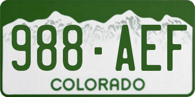 CO license plate 988AEF