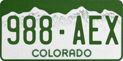 CO license plate 988AEX