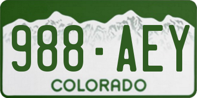 CO license plate 988AEY